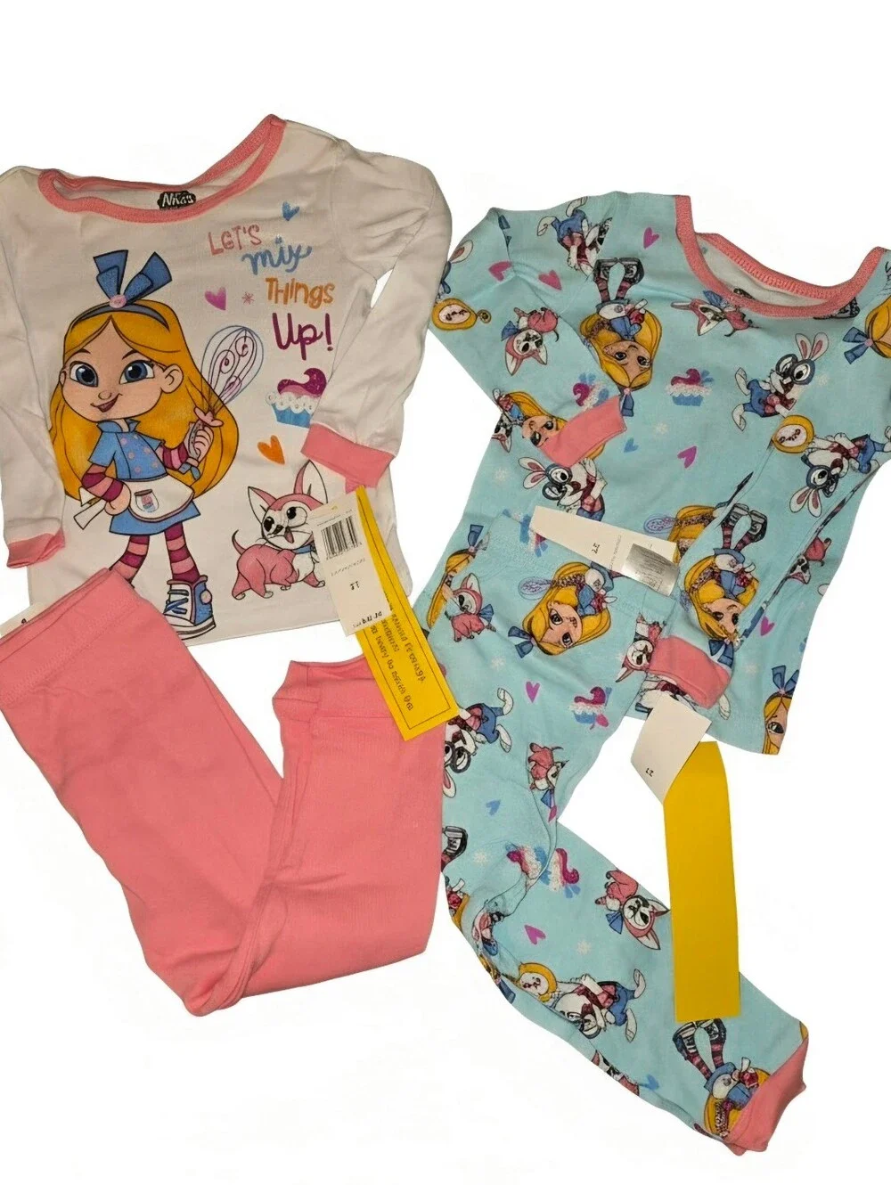 Disney White and Pink Alice's Wonderland Bakery Girls' Pajamja Sets 2T NWT